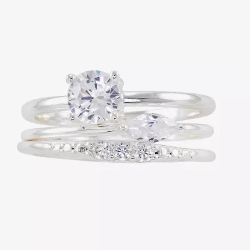 Sparkle Allure Delicate Womens Cubic Zirconia Pure Silver Over Brass Bridal Set
