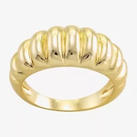 Sparkle Allure Ribbed Textured Dome Womens 2.5MM 14K Gold Over Brass Band
