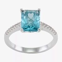 Sparkle Allure Womens Blue Crystal Pure Silver Over Brass Cocktail Ring