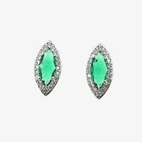 Vieste Rosa Halo Green Crystal 1/2 Inch Marquise Stud Earrings