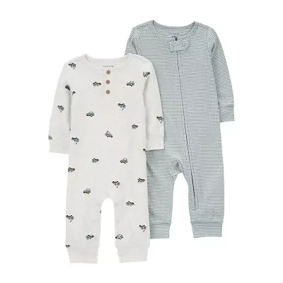 Carter's Baby Boys Crew Neck Long Sleeve Rib 2-pc. Jumpsuit