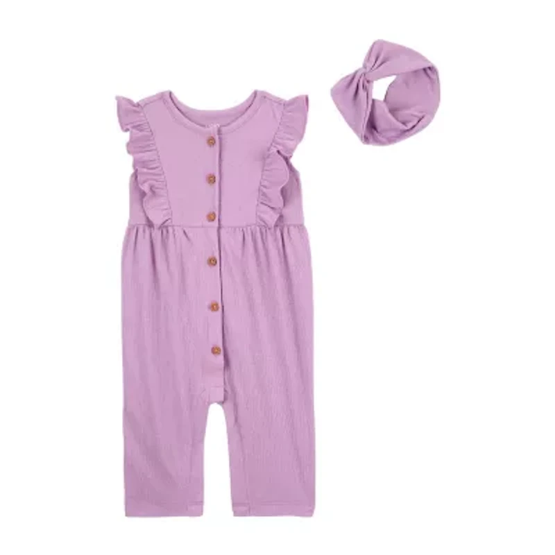 Carter's Baby Girls Round Neck Sleeveless Jumpsuit