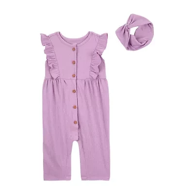 Carter's Baby Girls Round Neck Sleeveless Jumpsuit