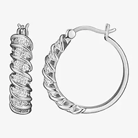 Sparkle Allure Diamond Accent Silver Over Brass Curved Hoop Earrings