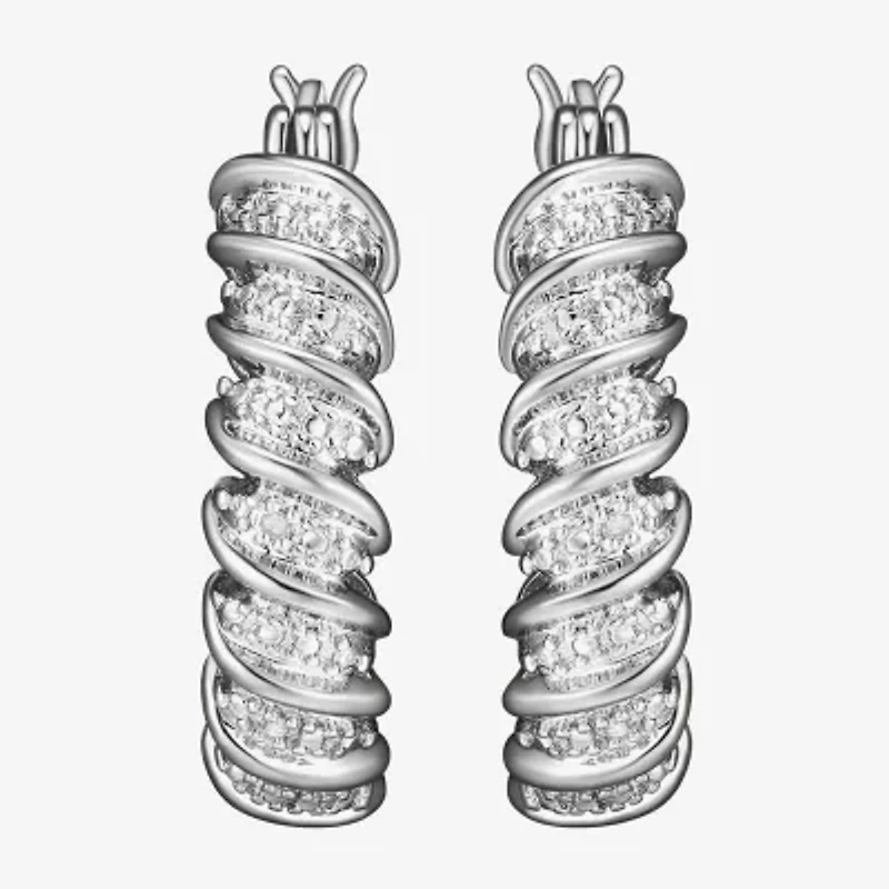 Sparkle Allure Diamond Accent Silver Over Brass Curved Hoop Earrings