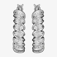 Sparkle Allure Diamond Accent Silver Over Brass Curved Hoop Earrings