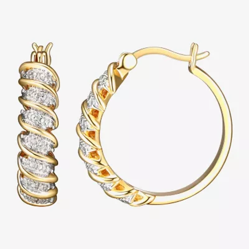 Sparkle Allure Diamond Accent 18K Gold Over Brass Curved Hoop Earrings
