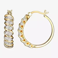 Sparkle Allure Diamond Accent 18K Gold Over Brass Curved Hoop Earrings