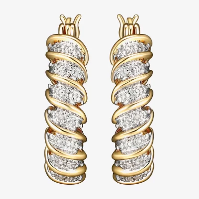 Sparkle Allure Diamond Accent 18K Gold Over Brass Curved Hoop Earrings