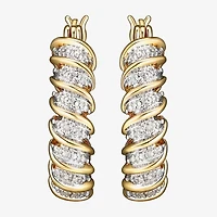 Sparkle Allure Diamond Accent 18K Gold Over Brass Curved Hoop Earrings