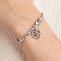 Sparkle Allure Mom Womens Natural Diamond Accent Heart 7.25 Inch Tennis Bracelet