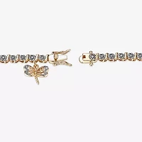 Sparkle Allure Dragonfly 14k Gold Over Bronze Womens Natural Diamond Accent Round 7.25 Inch Tennis Bracelet