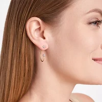 Sparkle Allure Womens White Diamond Accent Pure Silver Over Bronze Clover Earring Jackets