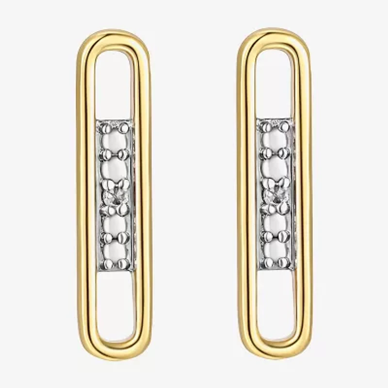 Sparkle Allure White Diamond Accent 12.9mm Bar Stud Earrings