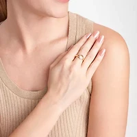 Sparkle Allure Womens White Diamond Accent Round Signet Ring