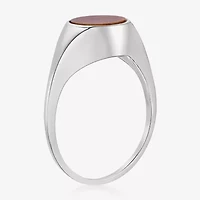 Womens Genuine Brown Tiger's Eye Sterling Silver Round Cocktail Ring