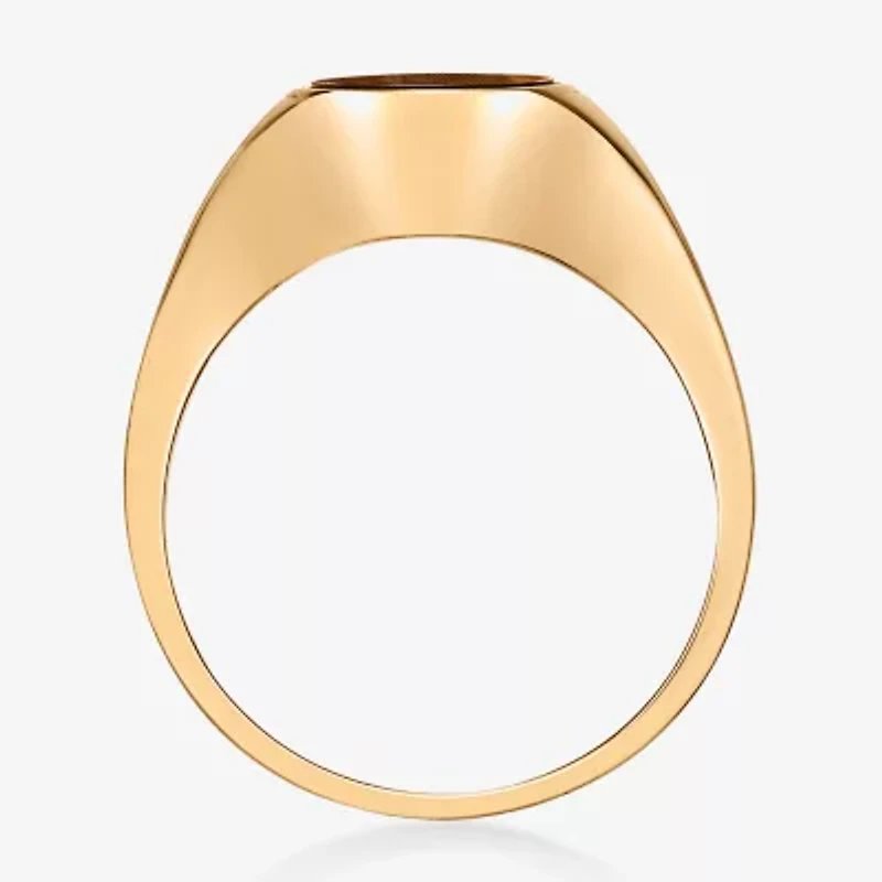 Womens Genuine Brown Tiger's Eye 18K Gold Over Silver Round Cocktail Ring