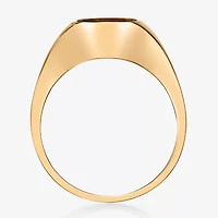 Womens Genuine Brown Tiger's Eye 18K Gold Over Silver Round Cocktail Ring