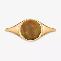 Womens Genuine Brown Tiger's Eye 18K Gold Over Silver Round Cocktail Ring