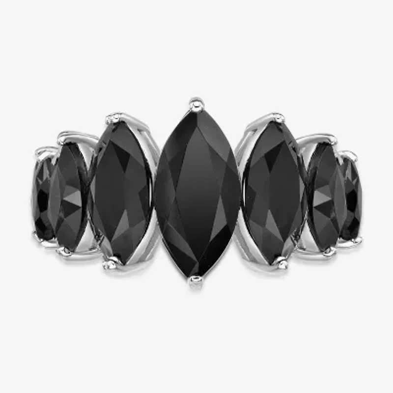Womens Genuine Black Onyx Sterling Silver Marquise Cocktail Ring