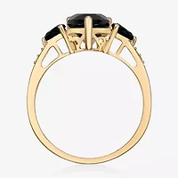 Womens Genuine Black Onyx 10K Gold Pear Cocktail Ring