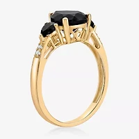 Womens Genuine Black Onyx 10K Gold Pear Cocktail Ring