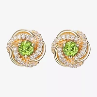 Genuine Green Peridot 18K Gold Over Silver 15.5mm Round Stud Earrings