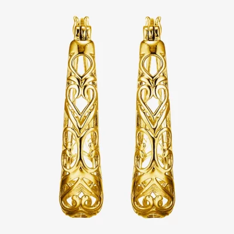 Womens 18K Gold Over Silver 32.2mm Hoop Earrings