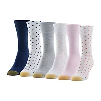 Gold Toe Polka Dot Midi Womens 6 Pair Crew Socks