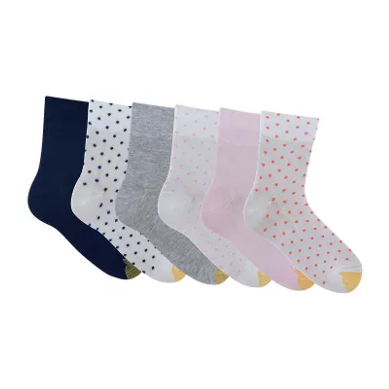Gold Toe Polka Dot Midi Womens 6 Pair Crew Socks