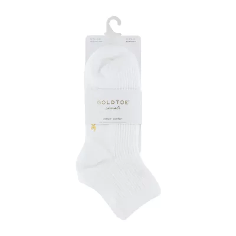 Gold Toe Simple Rib Womens Multi-Pack 6 Pair Quarter Ankle Socks