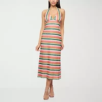 Premier Amour Crochet Womens Sleeveless Chevron Midi Fit + Flare Dress