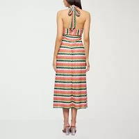 Premier Amour Crochet Womens Sleeveless Chevron Midi Fit + Flare Dress