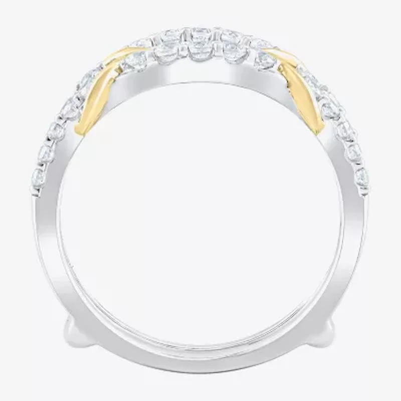Womens 1/2 CT. T.W. Lab Grown White Diamond 10K Two Tone Gold Ring Guard