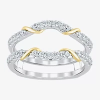 Womens 1/2 CT. T.W. Lab Grown White Diamond 10K Two Tone Gold Ring Guard