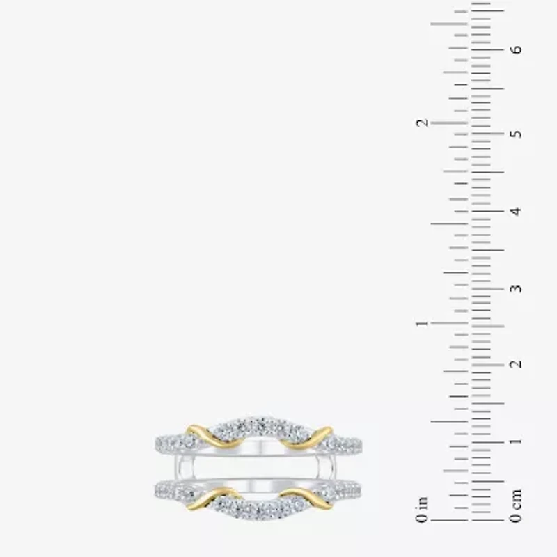 Womens 1/2 CT. T.W. Lab Grown White Diamond 10K Two Tone Gold Ring Guard