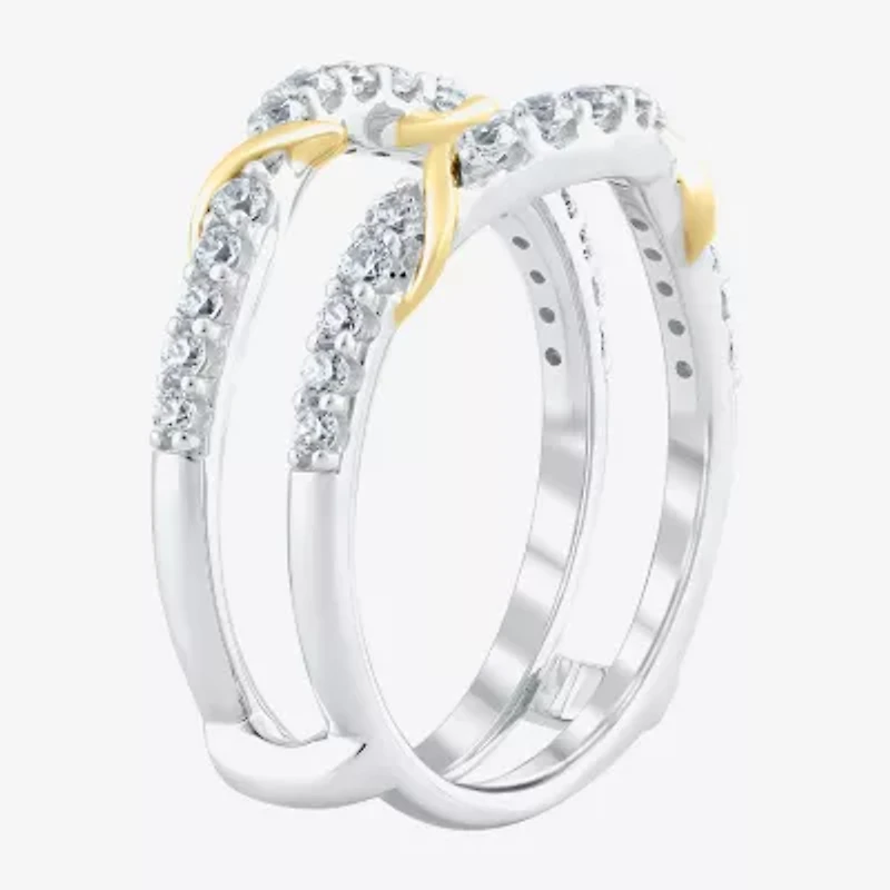 Womens 1/2 CT. T.W. Lab Grown White Diamond 10K Two Tone Gold Ring Guard