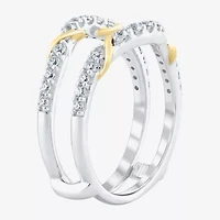 Womens 1/2 CT. T.W. Lab Grown White Diamond 10K Two Tone Gold Ring Guard