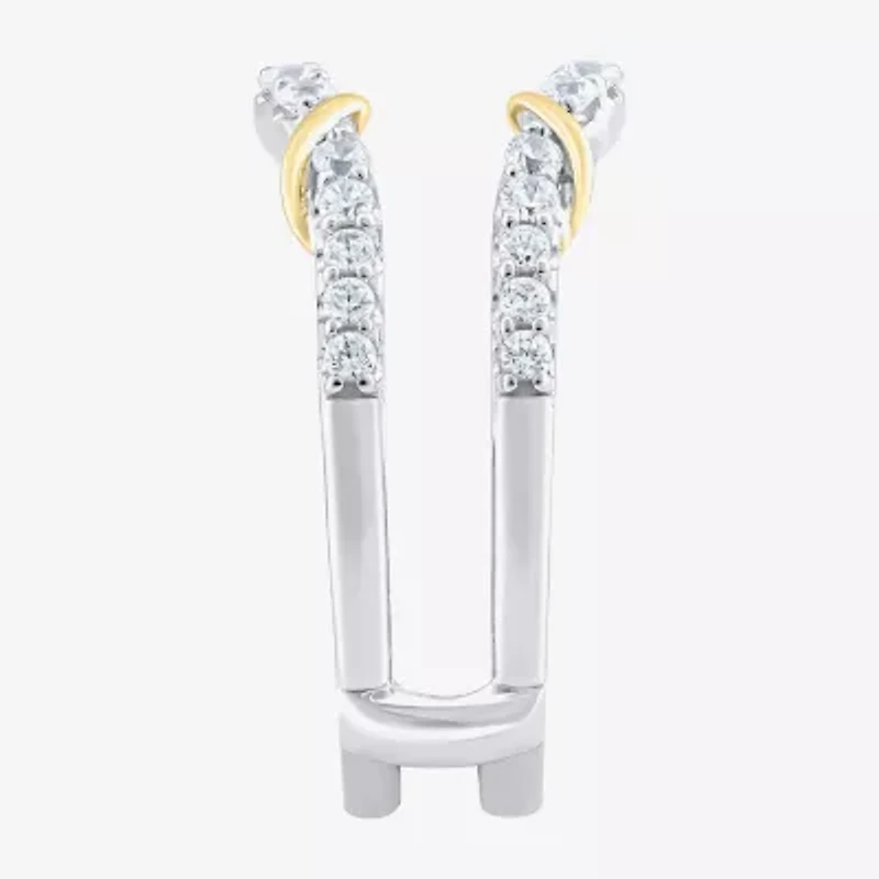 Womens 1/2 CT. T.W. Lab Grown White Diamond 10K Two Tone Gold Ring Guard