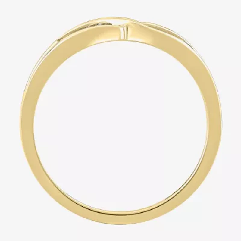 Womens White Diamond 10K Gold Wedding Band