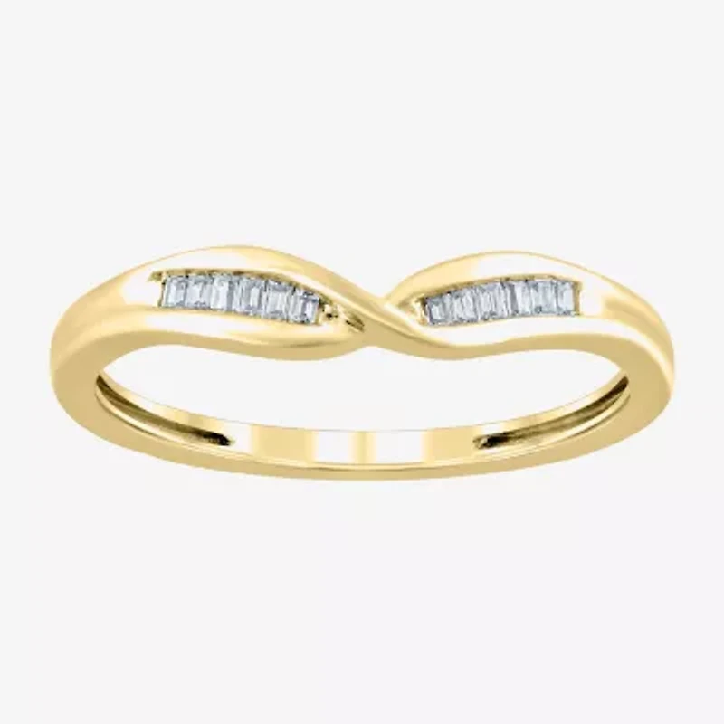 Womens White Diamond 10K Gold Wedding Band