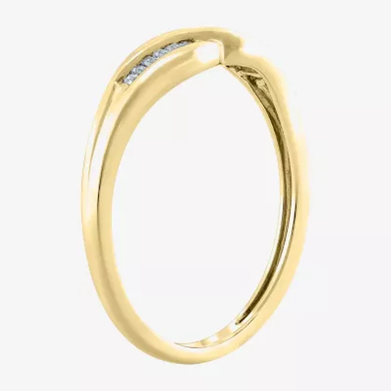 Womens White Diamond 10K Gold Wedding Band