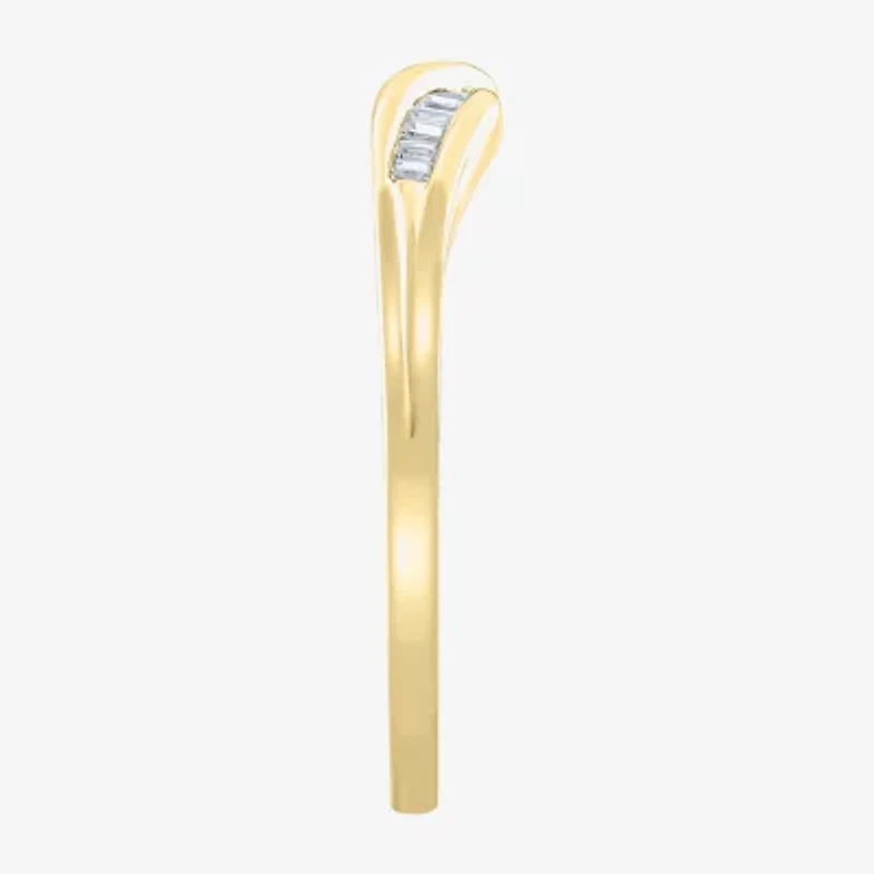 Womens White Diamond 10K Gold Wedding Band