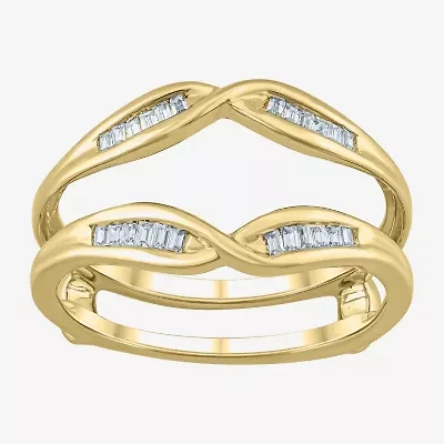 Womens 1/6 CT. T.W. White Diamond 10K Gold Wedding Ring Guard