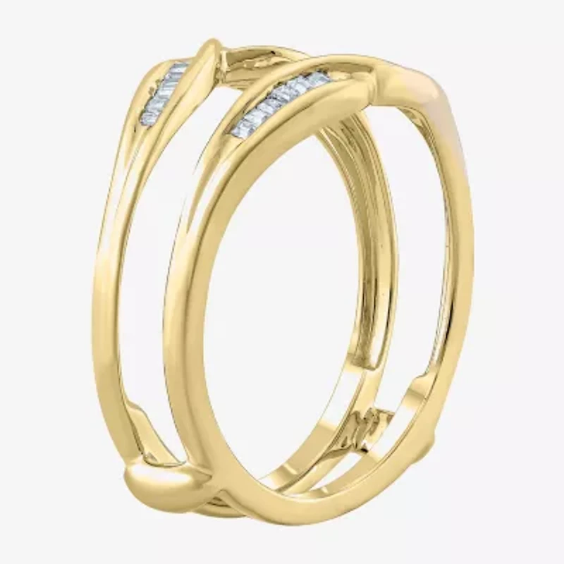 Womens 1/6 CT. T.W. White Diamond 10K Gold Wedding Ring Guard