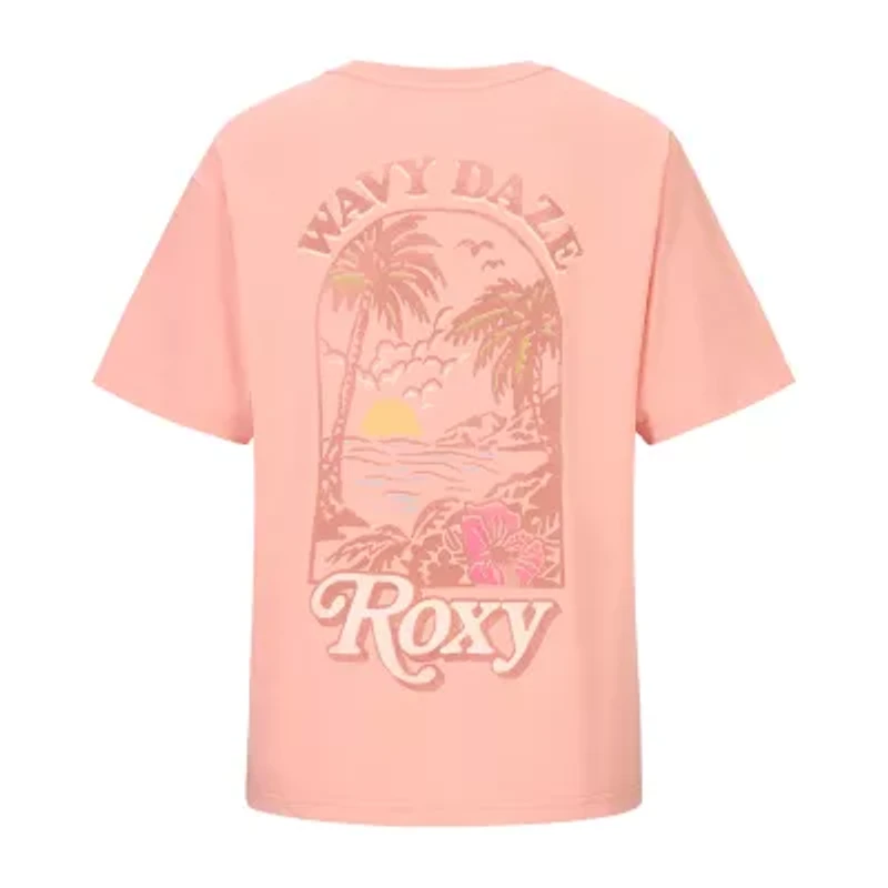 Roxy Big Kid Girls Crew Neck Short Sleeve Oversized Graphic T-Shirt