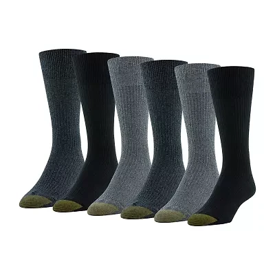 Gold Toe Stanton Mens 6 Pair Big and Tall Crew Socks