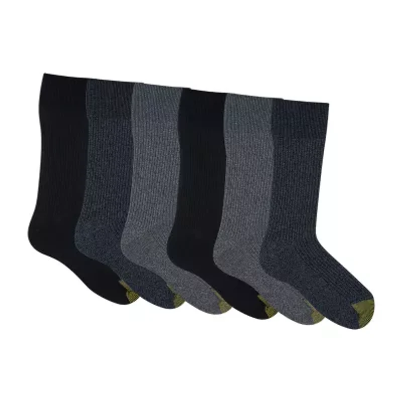 Gold Toe Stanton Mens 6 Pair Big and Tall Crew Socks