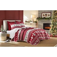 North Pole Trading Co. Holiday Novelty Stripe Quilt Set