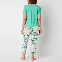 Liz Claiborne Womens V-Neck Short Sleeve 2-pc. Pajama Sets